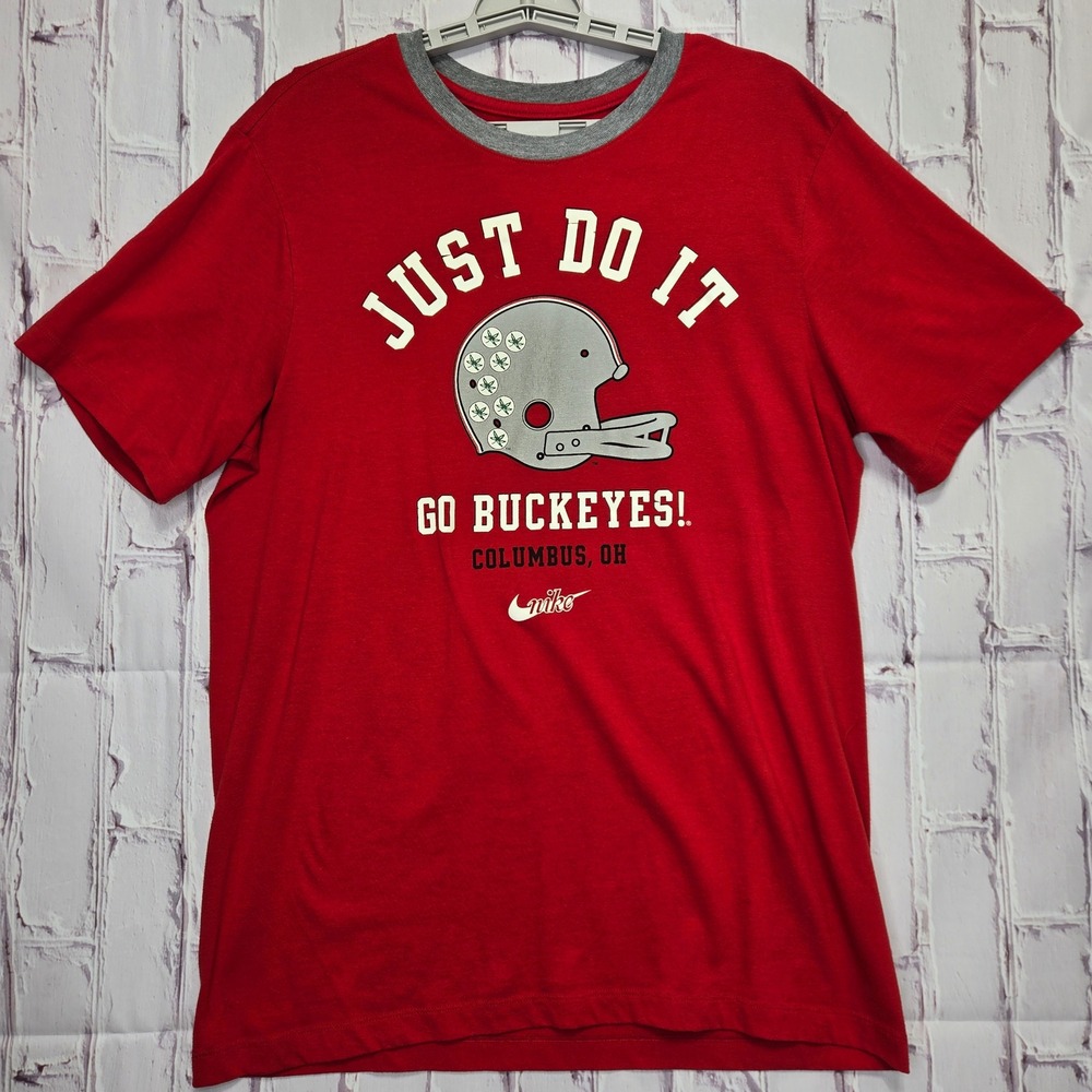 Nike Ohio State Buckeyes Football NCAA Tshirt Just Do It Red Graphic Tee Mens L